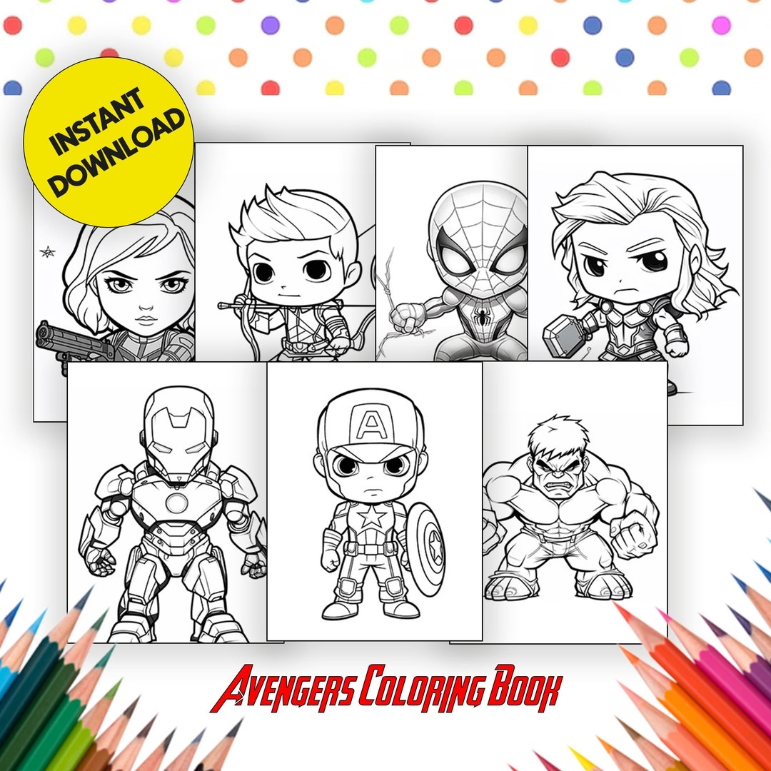 Avengers Coloring Book Printables Coloring Book Pages Kids Coloring Book Superhero Coloring INSTANT DOWNLOAD Etsy
