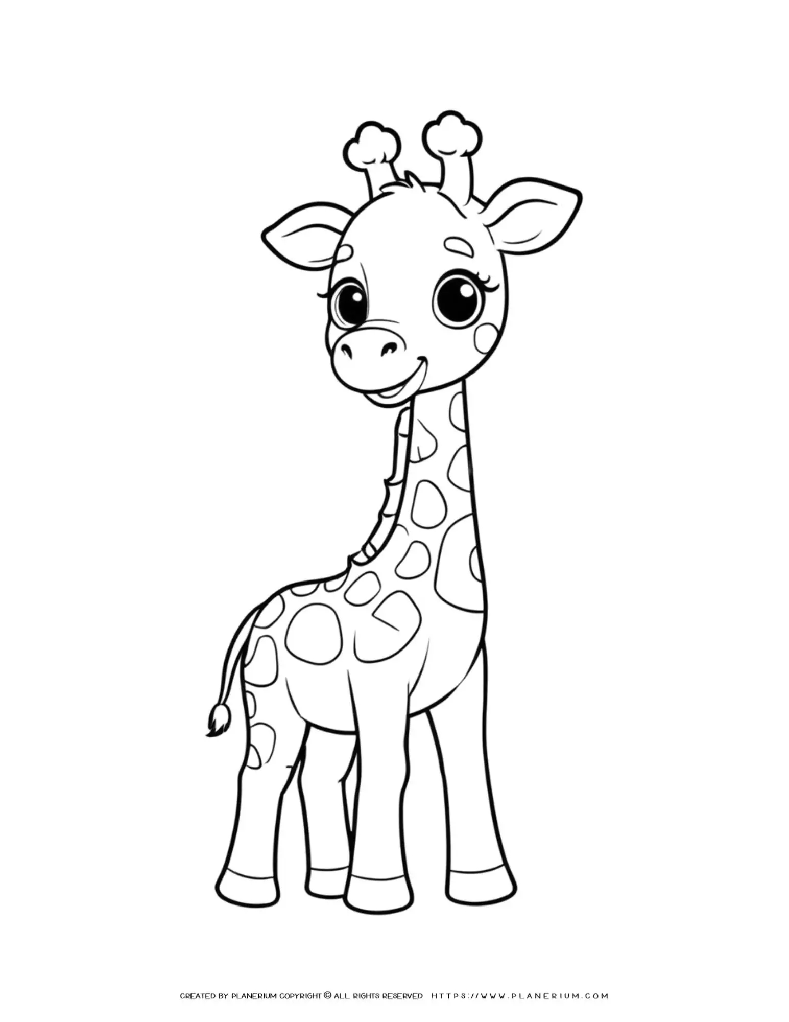 Baby Giraffe Coloring Page Printable Cute Animal For Kids