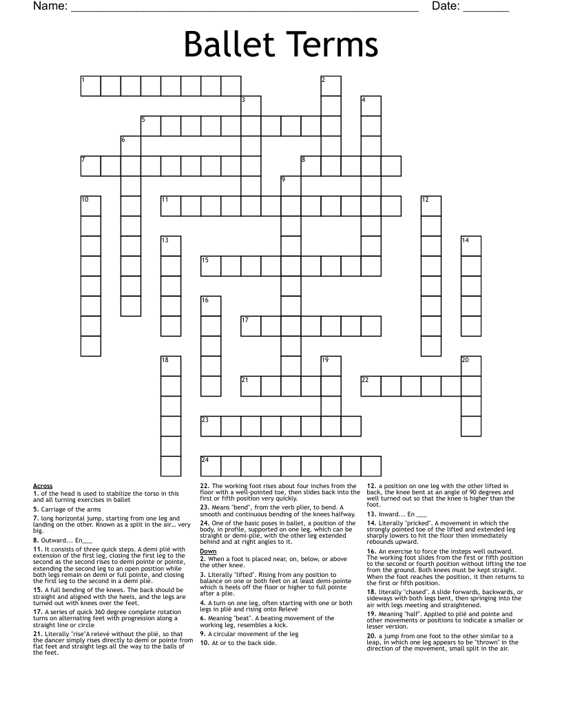 Ballet Terms Crossword WordMint Ballet Terms Crossword WordMint