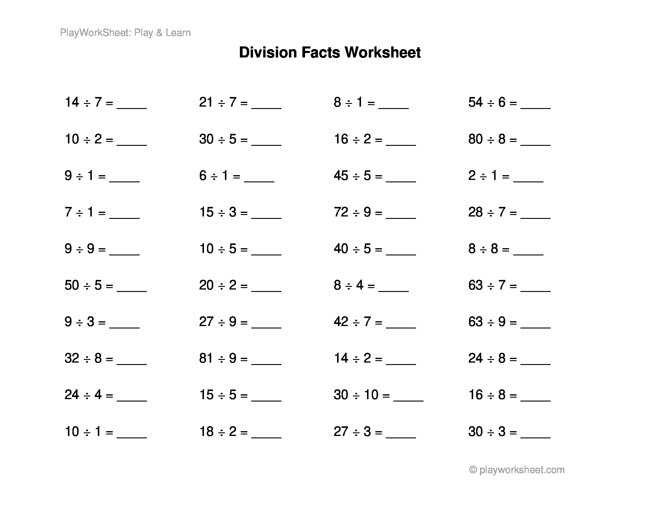 Basic Division Facts Worksheet Strengthening Division Skills Free Printables For Kids Basic Division Facts Worksheet Strengthening Division Skills Free Printables For Kids