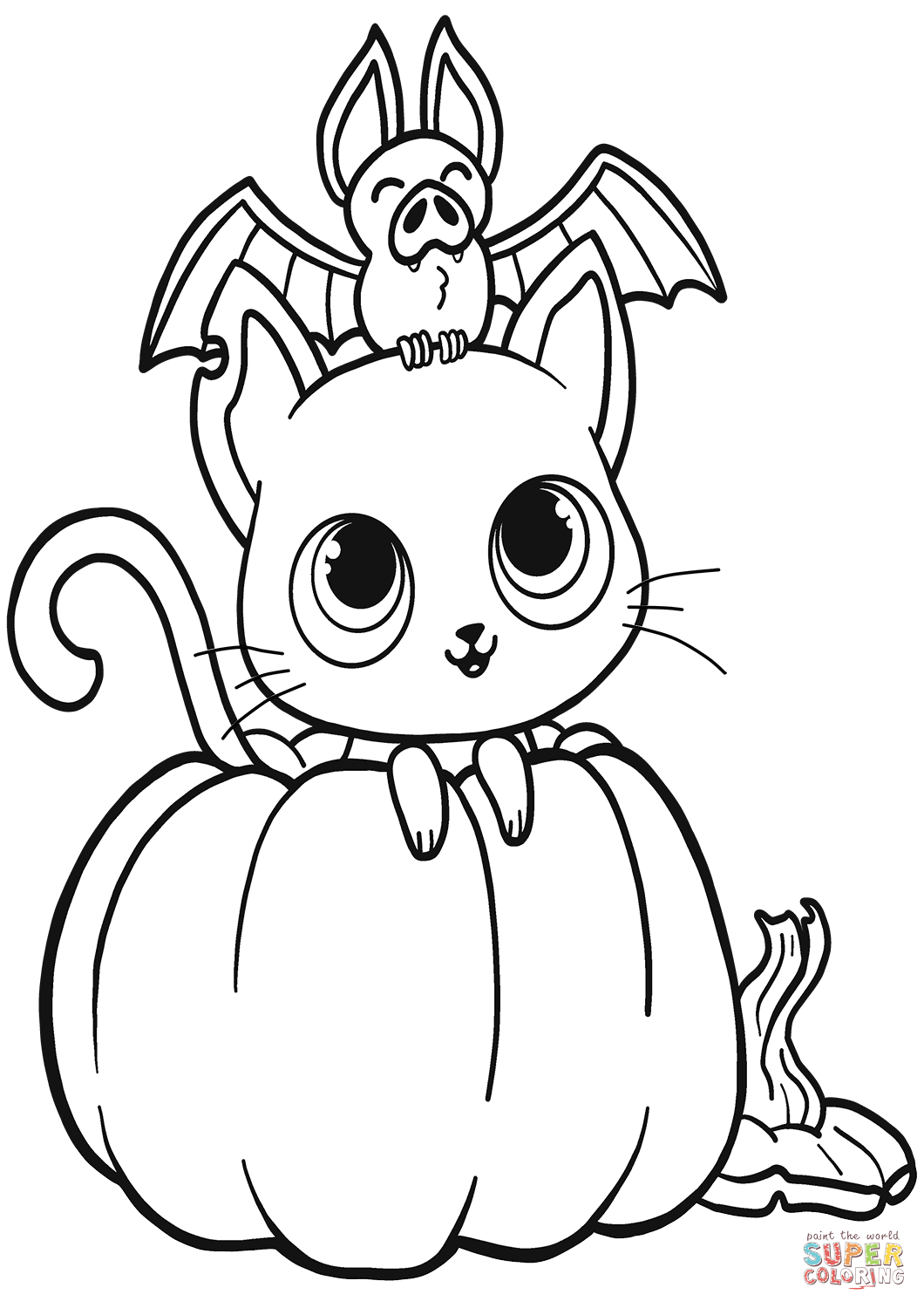 Bat Cat And Pumpkin Coloring Page Free Printable Bat Cat And Pumpkin Coloring Page Free Printable