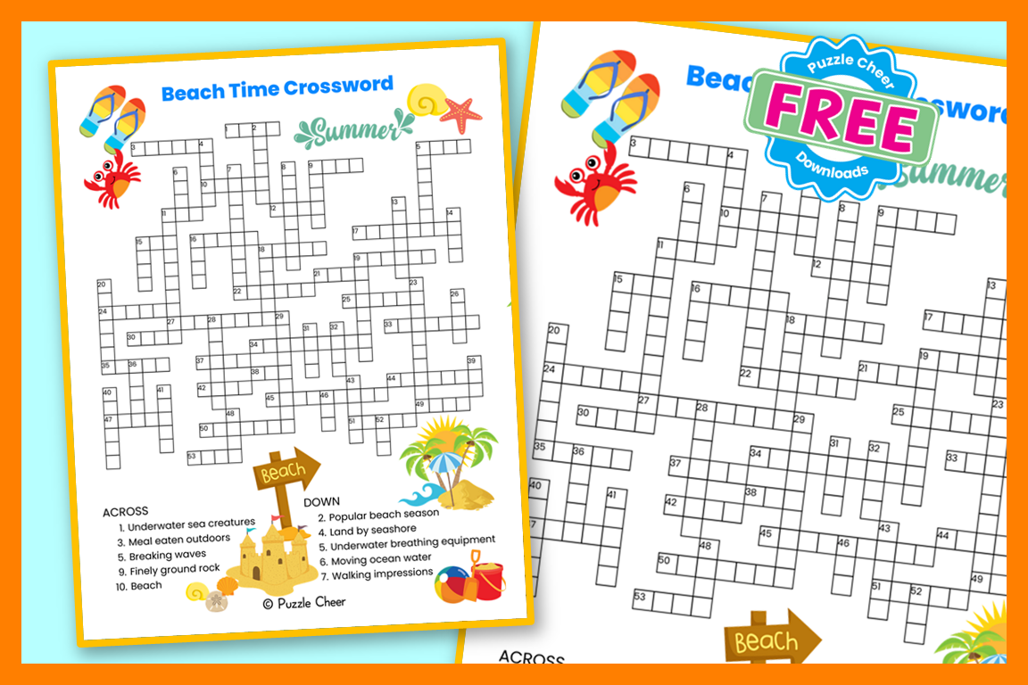 Beach Time Crossword Puzzle Puzzle Cheer Beach Time Crossword Puzzle Puzzle Cheer