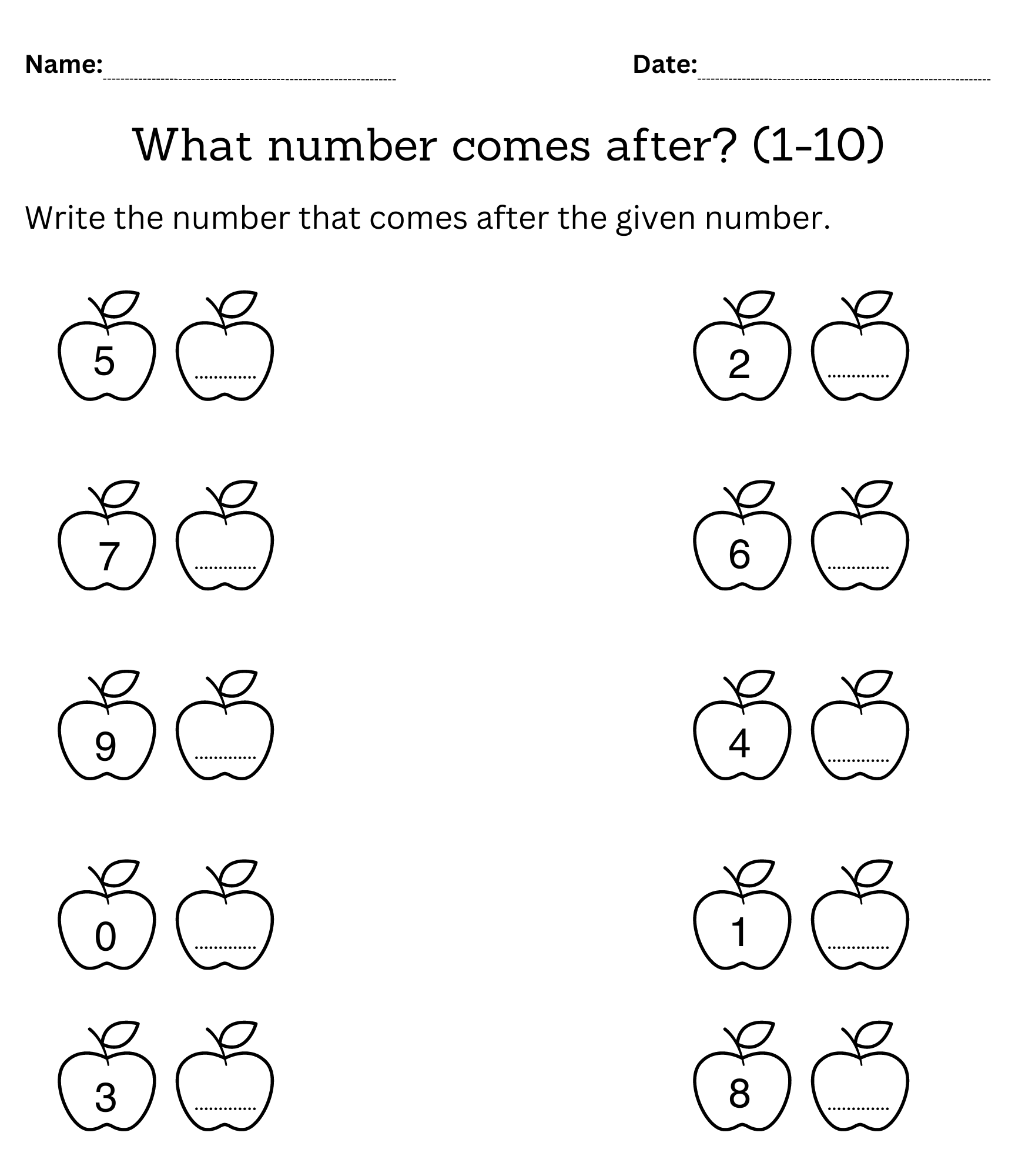 number worksheet for kg number worksheet for kg