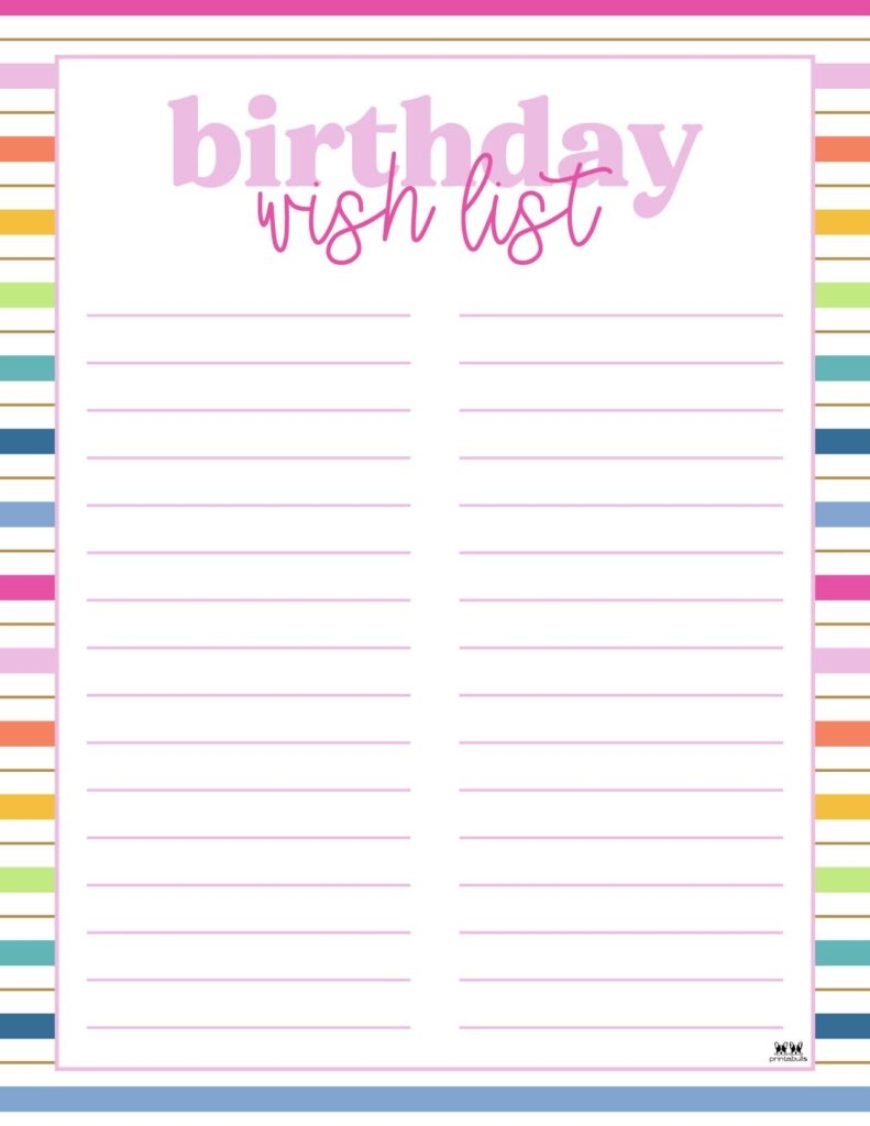 Birthday Wish List Templates 12 FREE Lists Printabulls