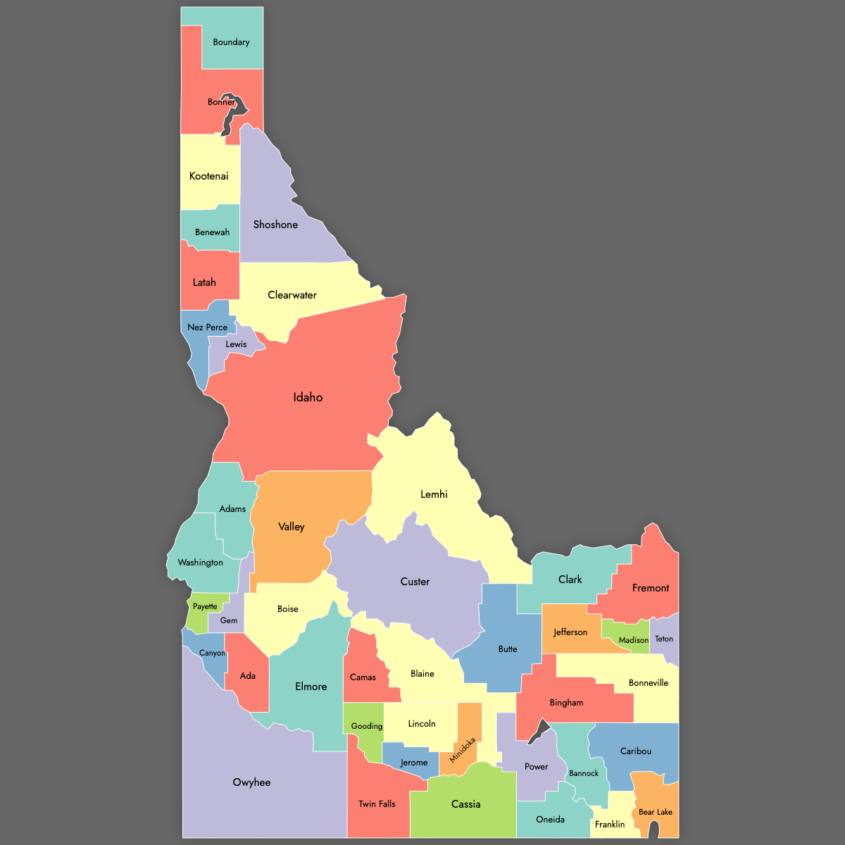 map of counties in idaho map of counties in idaho
