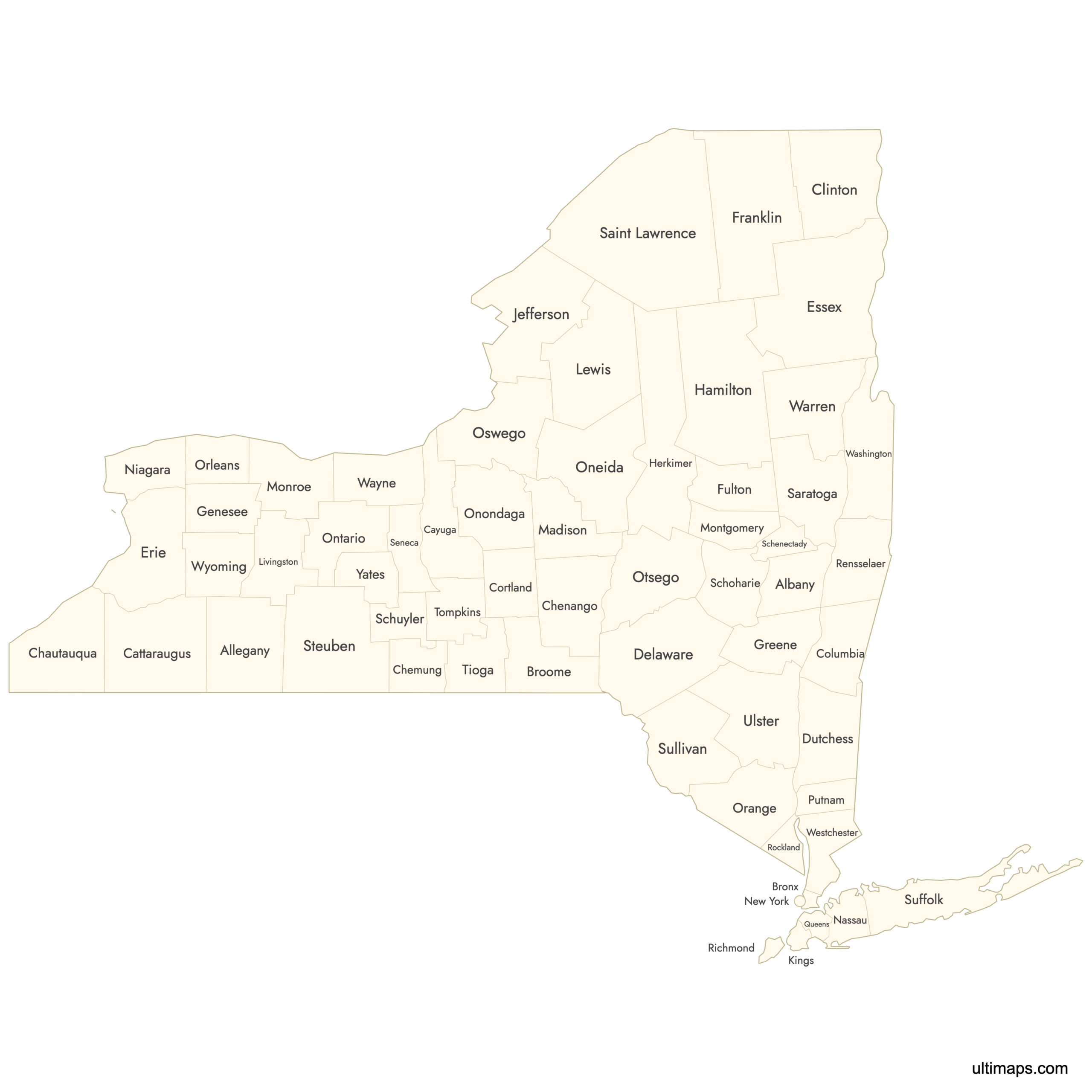 map of counties in nys