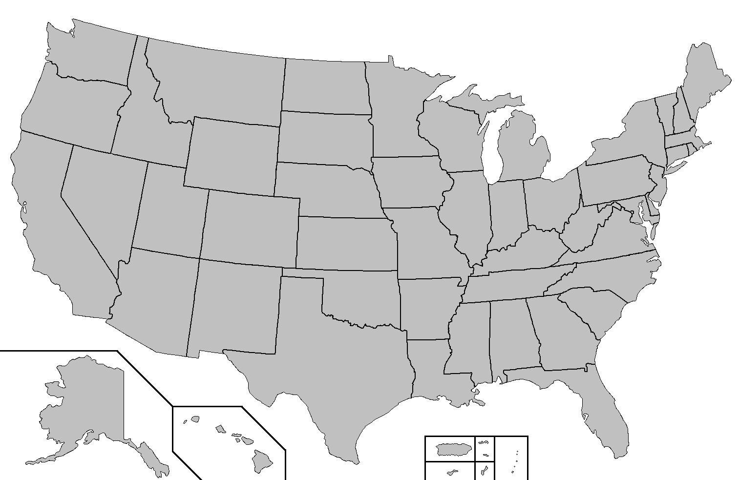 Blank US State Map US State Map Blank Northern America Americas 