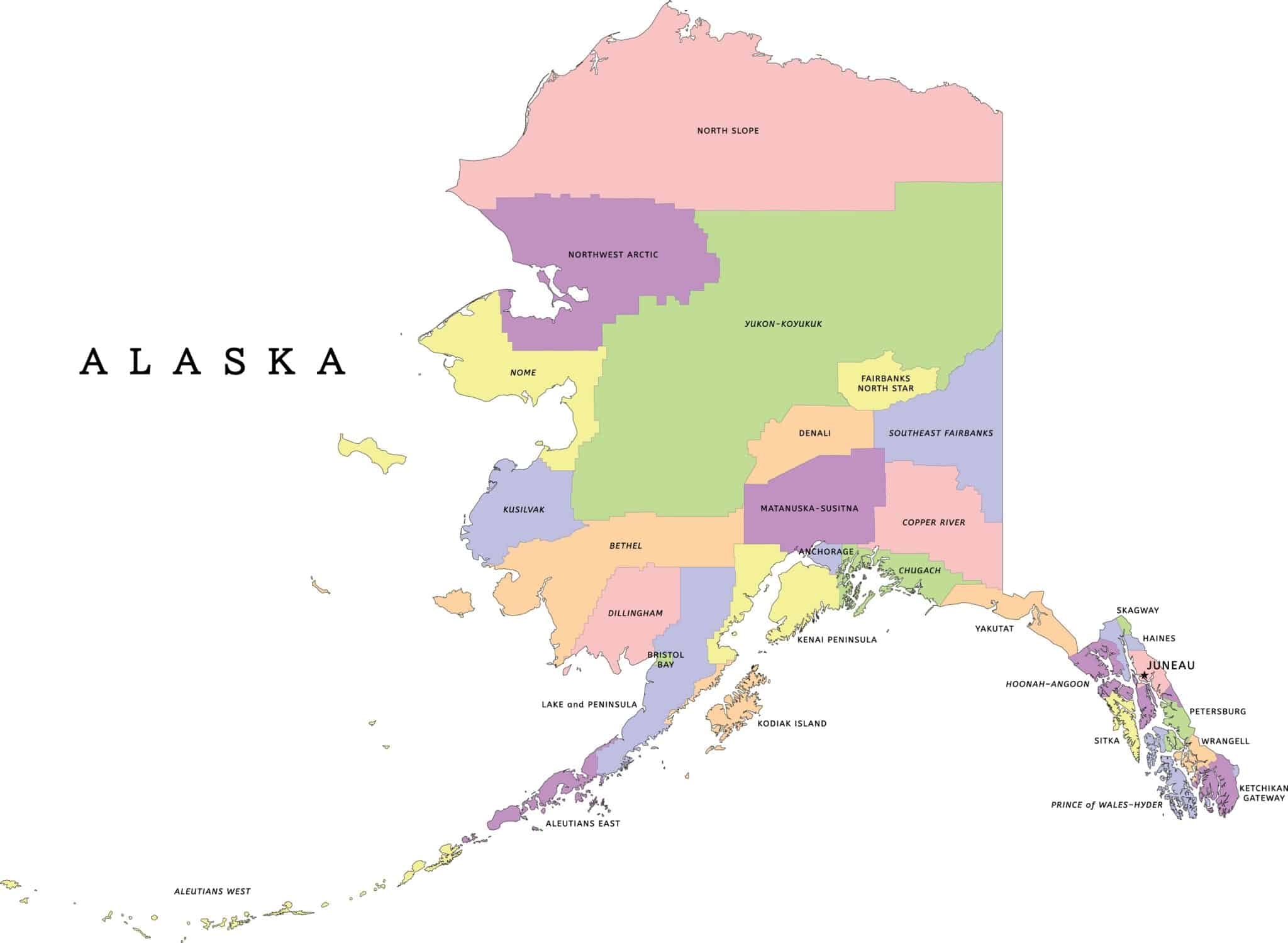 Boroughs In Alaska Full List Of Counties And Census Area s MAP