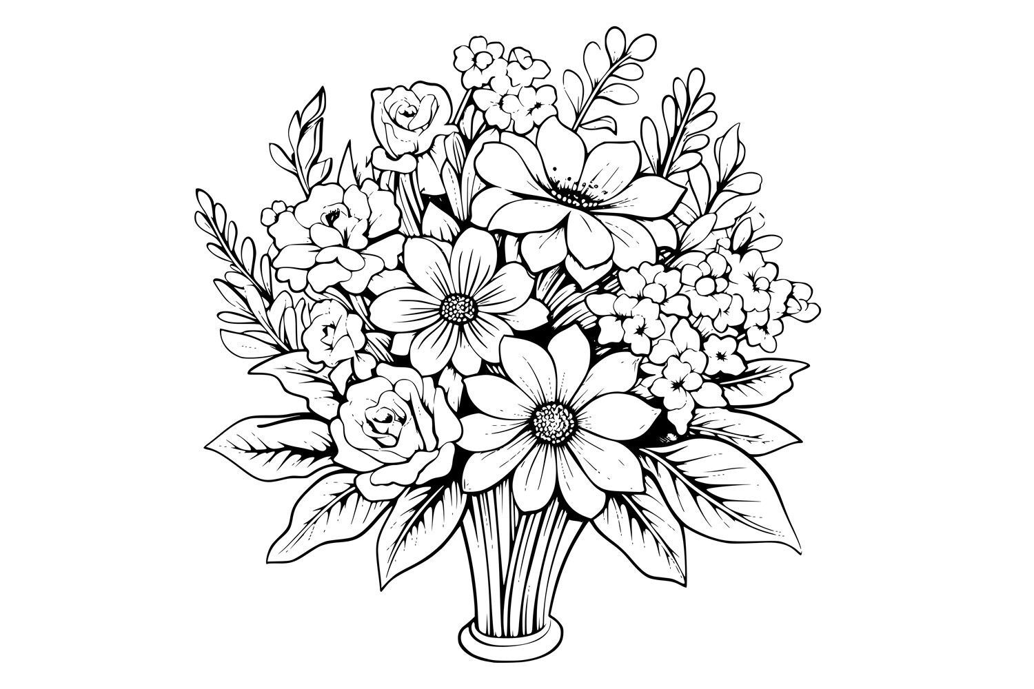 bouquet flowers coloring page