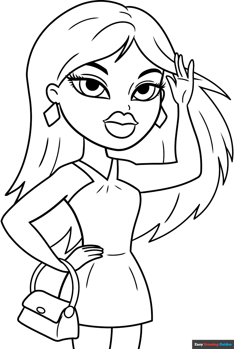 Bratz Doll Coloring Page Easy Drawing Guides