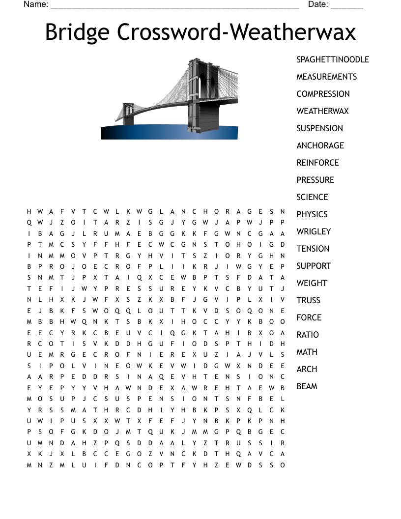 Bridge Building Vocabulary Crossword WordMint