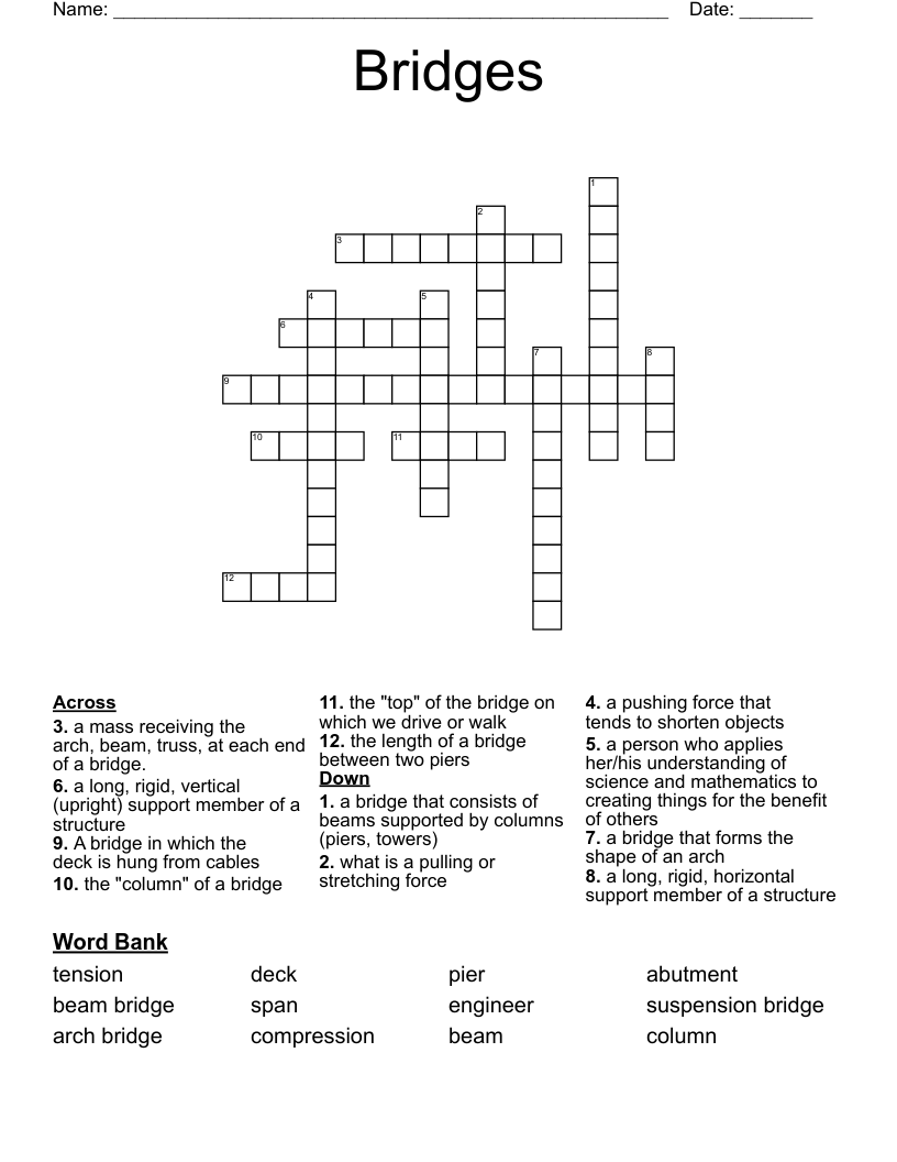 Bridges Crossword WordMint