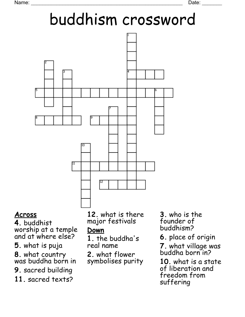 Buddhism Crossword WordMint
