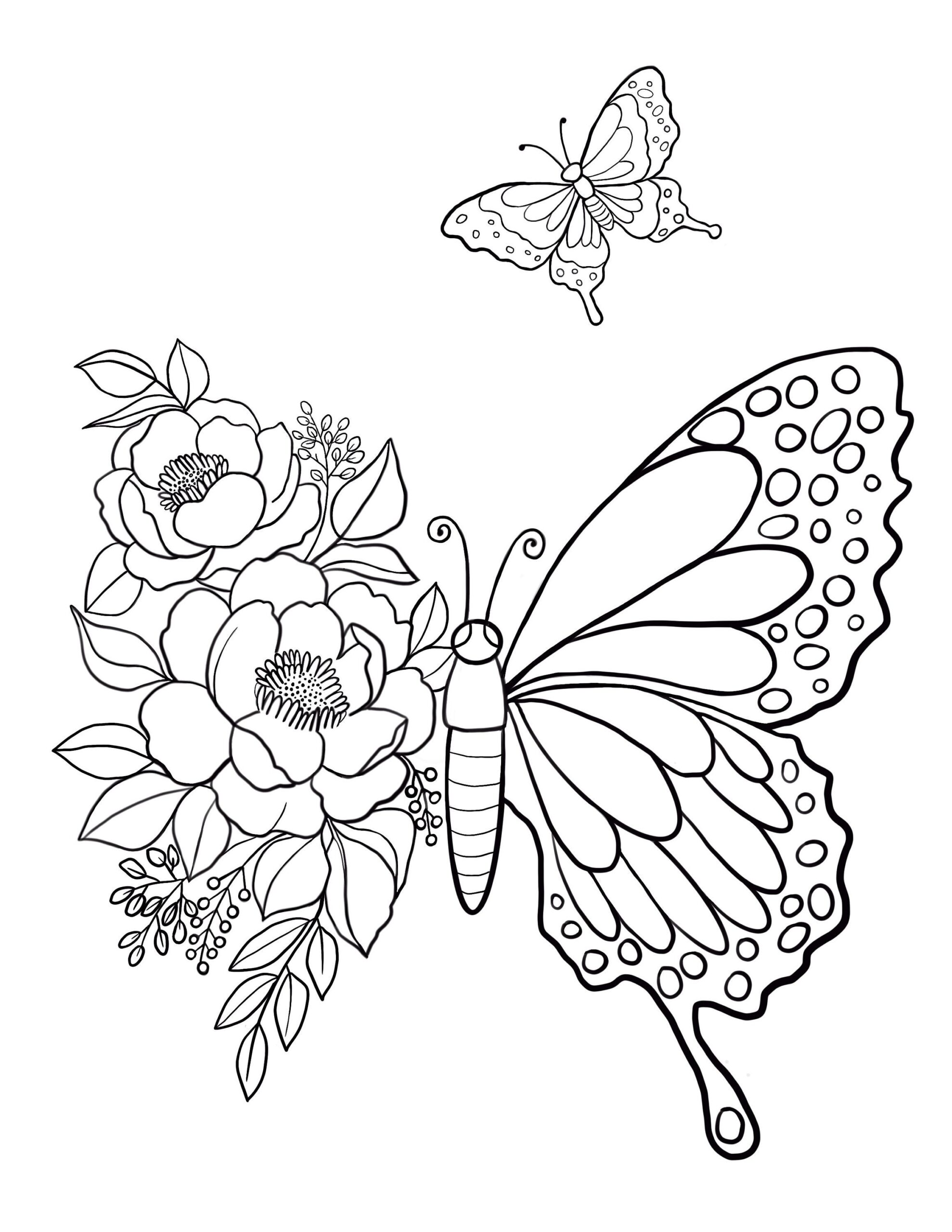 Butterfly Coloring Page Floral Designs Kids Summer Activity PDF JPG Etsy Butterfly Coloring Page Floral Designs Kids Summer Activity PDF JPG Etsy