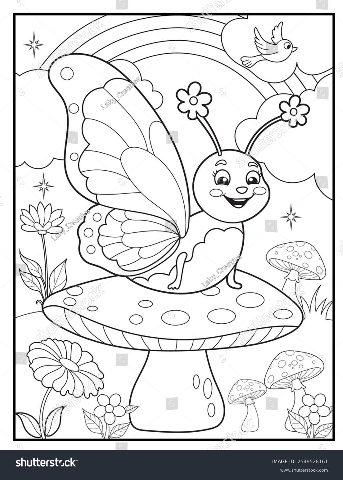 Butterfly Coloring Pages Kids Childrens Coloring Stock Vector Royalty Free 2549528161 Shutterstock