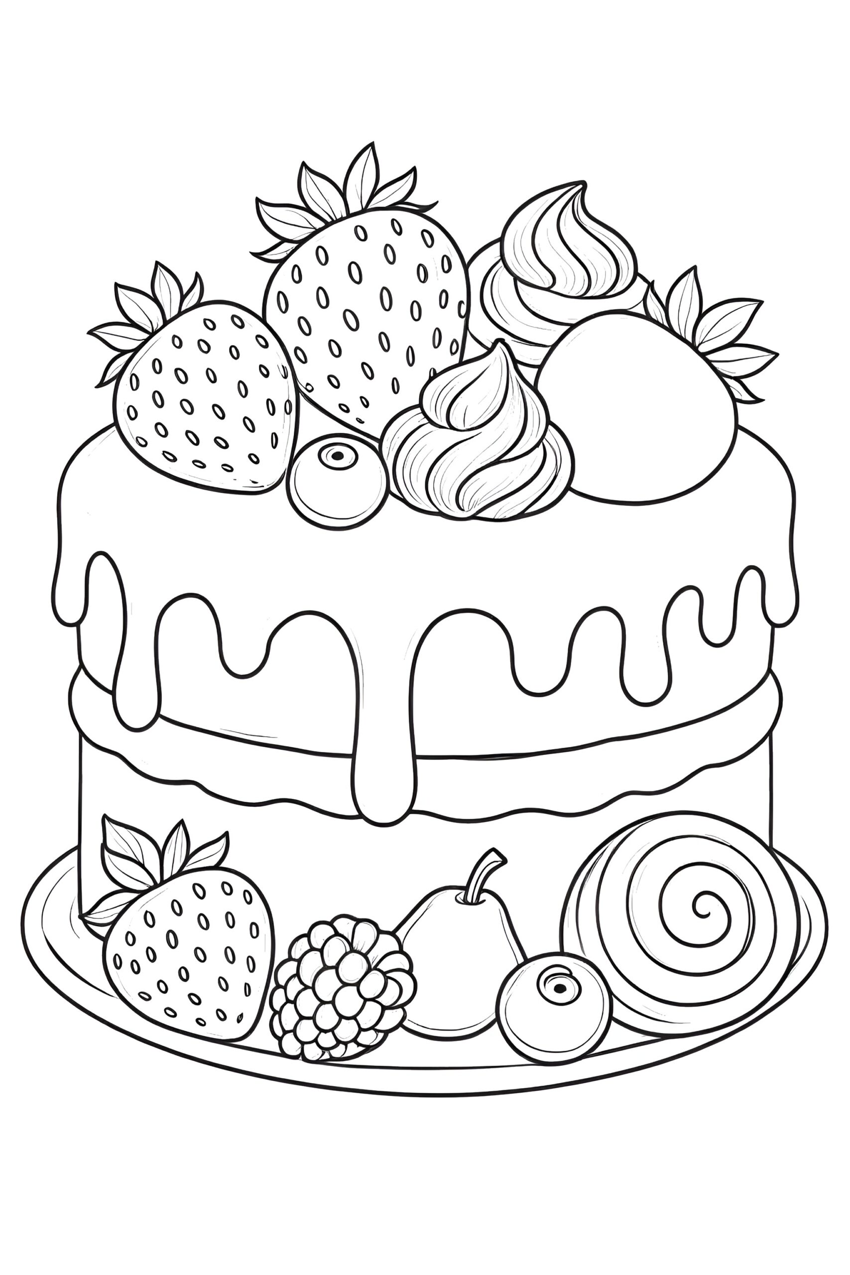 colouring pages birthday cake