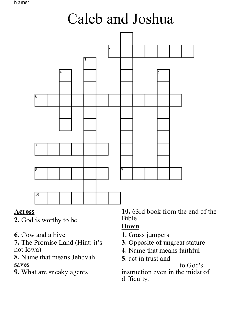 Caleb And Joshua Crossword WordMint Caleb And Joshua Crossword WordMint