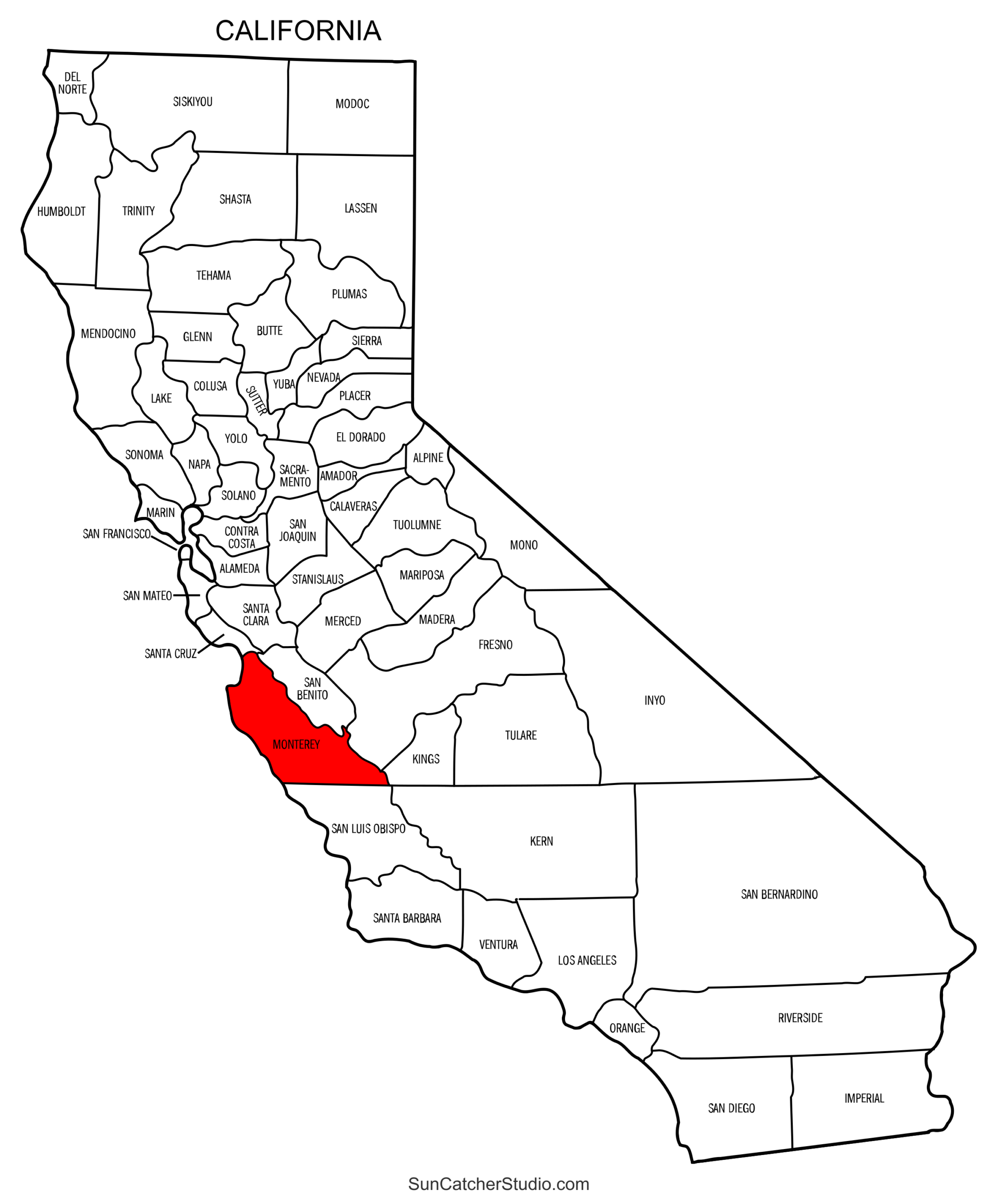 california county map outline