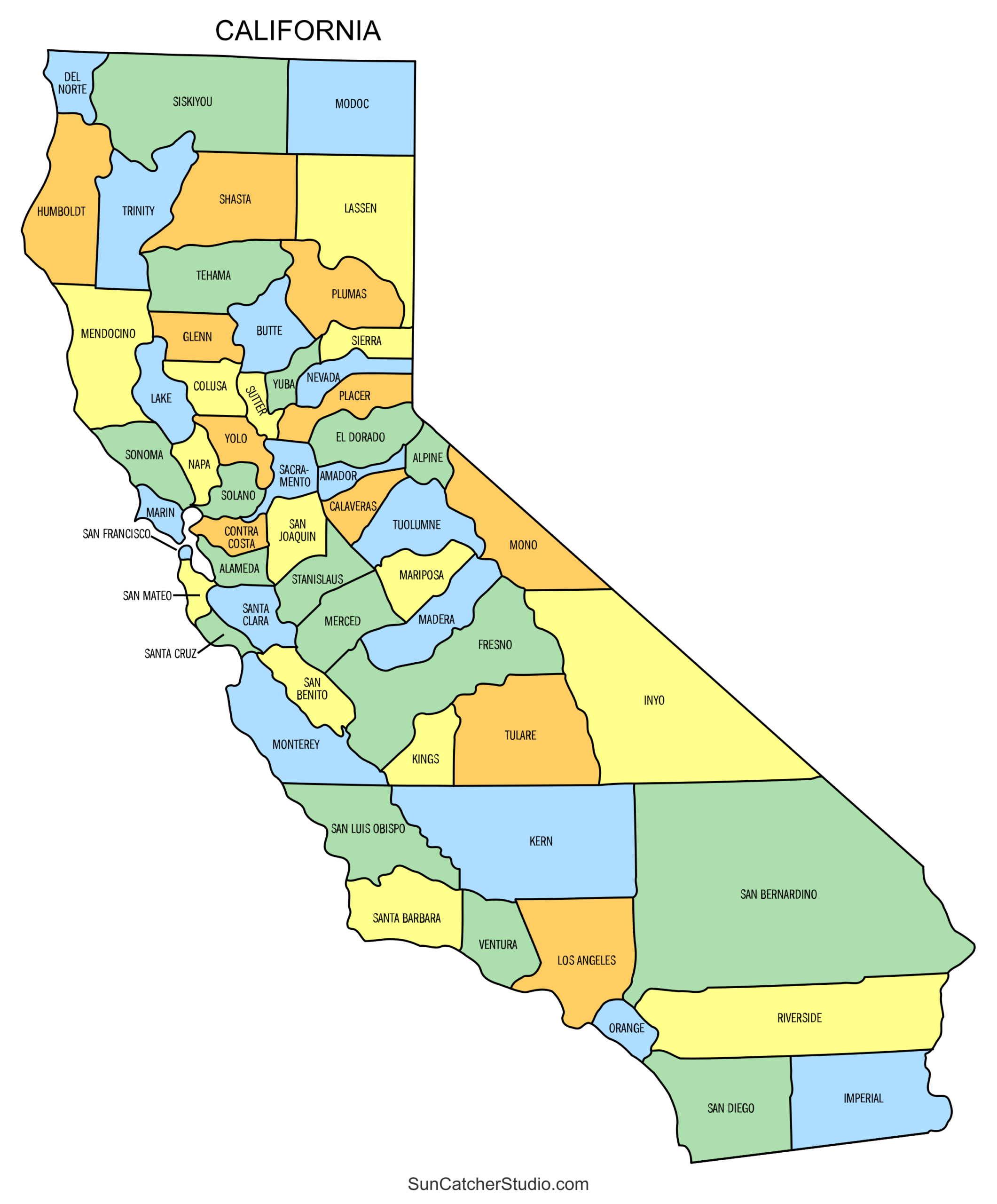 California County Map Printable State Map With County Lines Free Printables Lettering SVG Files Tools Apps