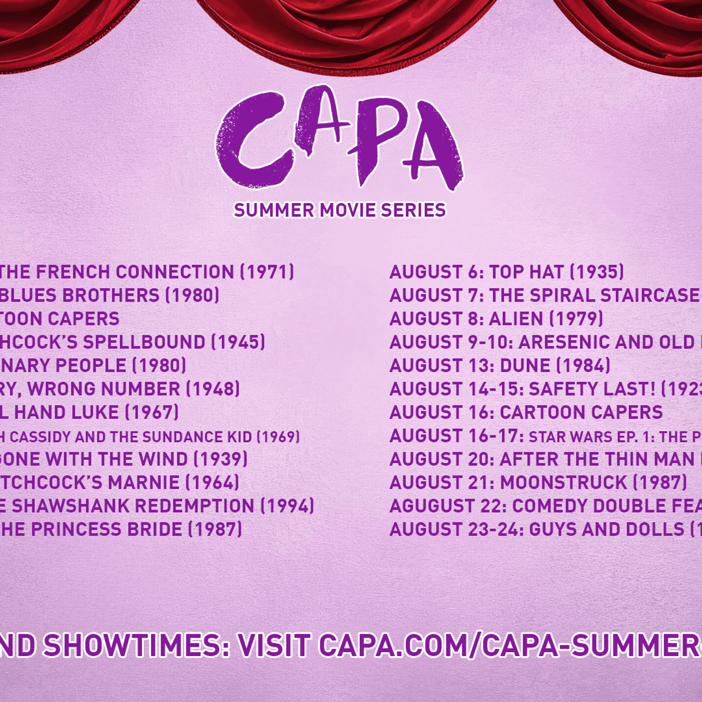 CAPA Summer Movie Series Returns With Classic Films And Cult Favorites