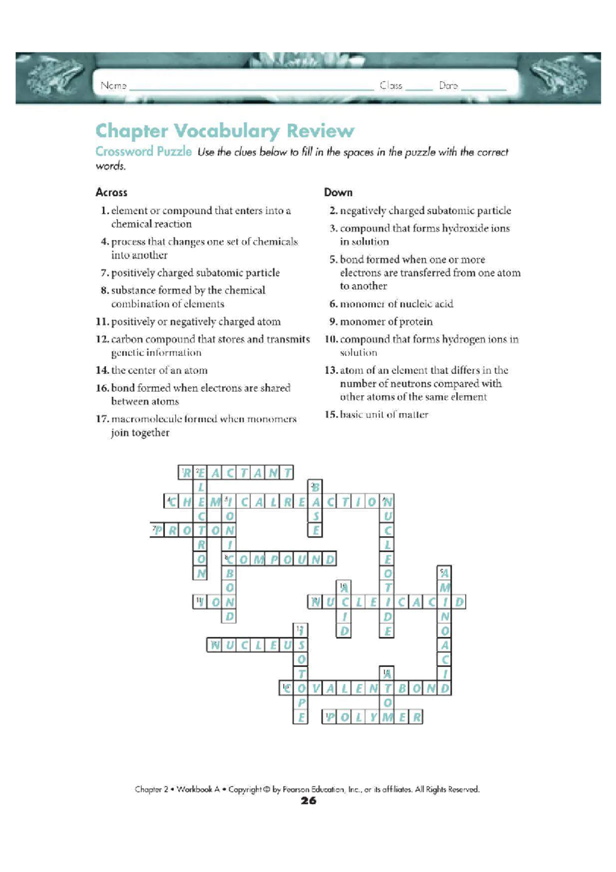 chemical reaction ingredients crossword chemical reaction ingredients crossword