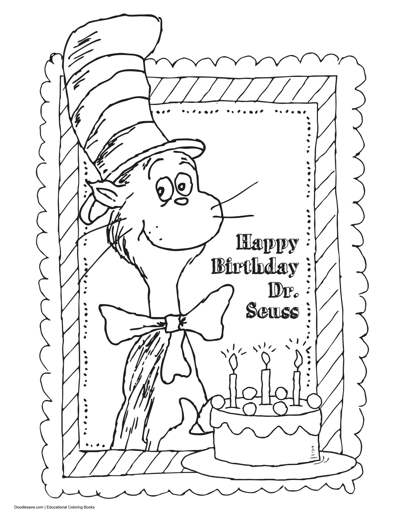 Cat In The Hat Coloring Sheet Doodles Ave