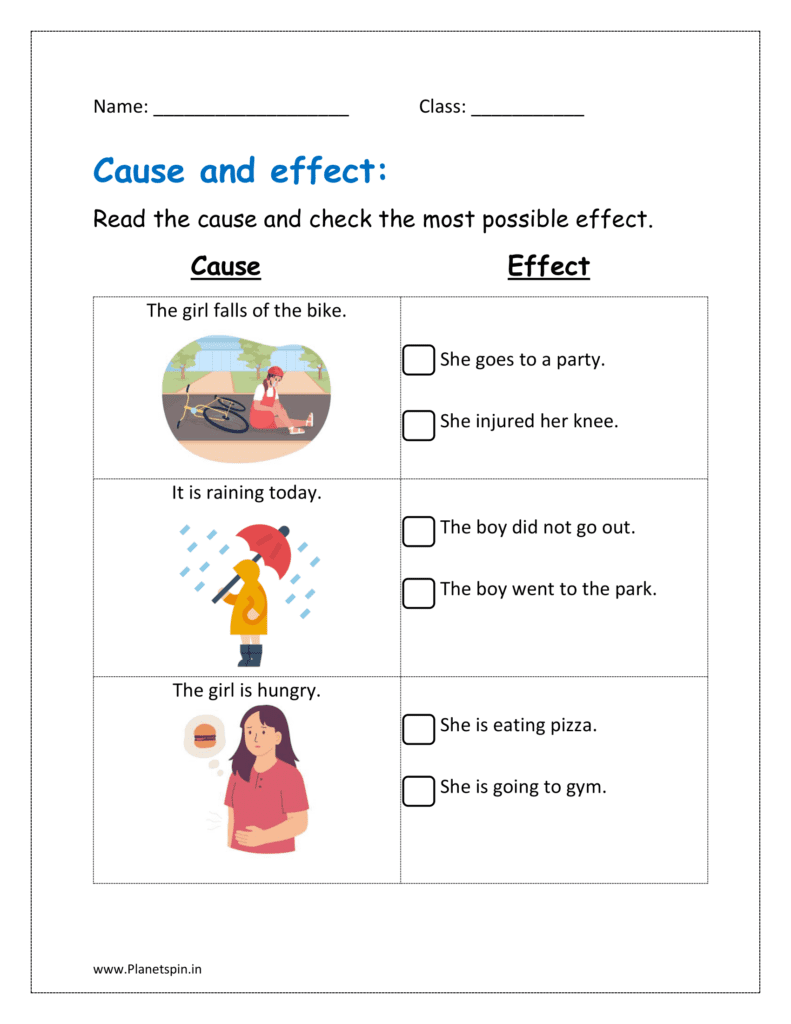 grade 2 cause and effect worksheet