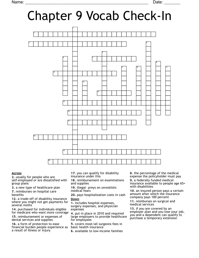 Chapter 9 Vocab Check In Crossword WordMint