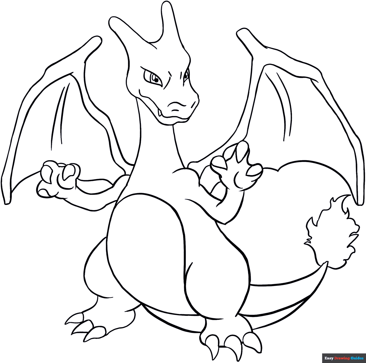 Charizard Coloring Page Easy Drawing Guides
