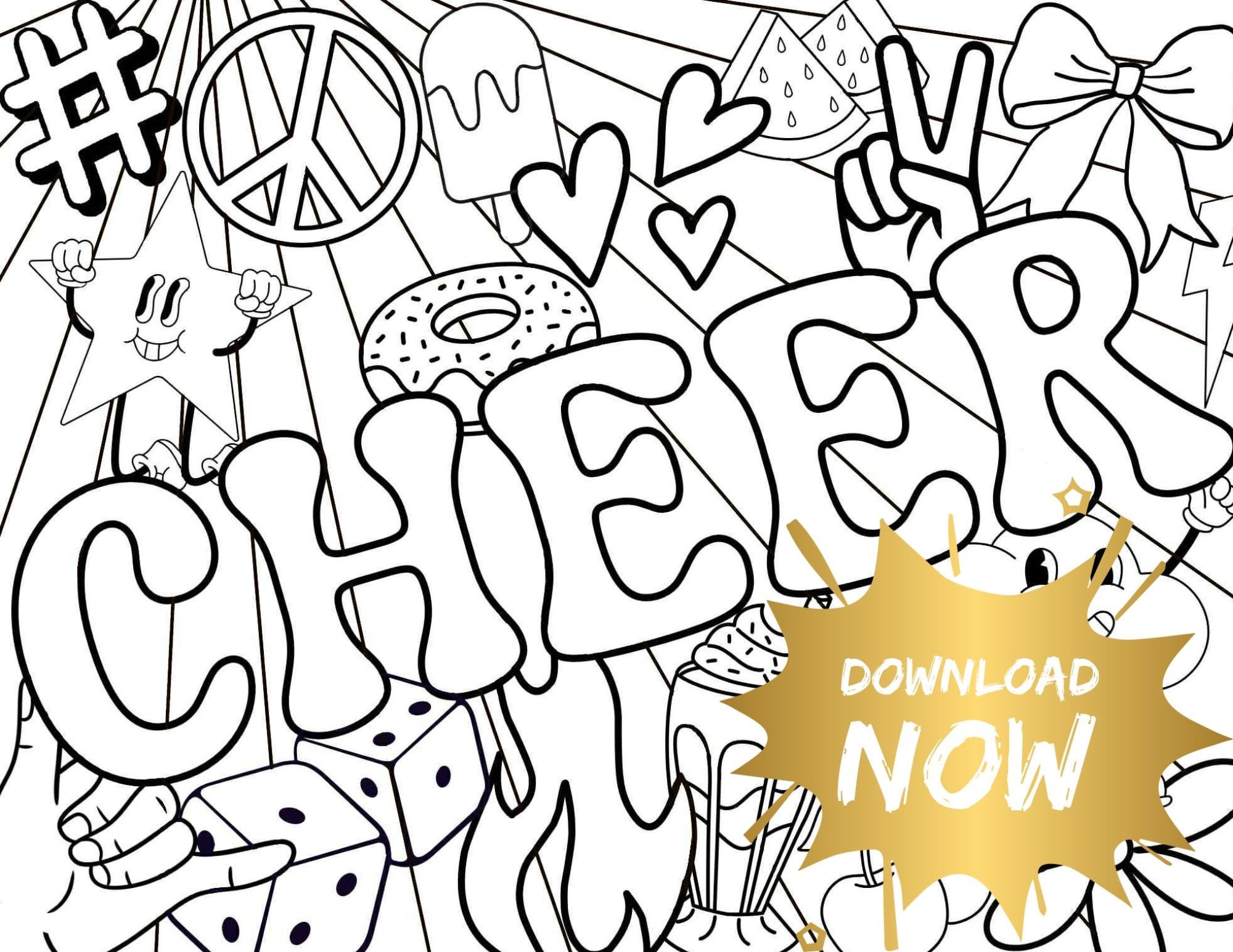 Cheer Coloring Page Etsy Cheer Coloring Page Etsy