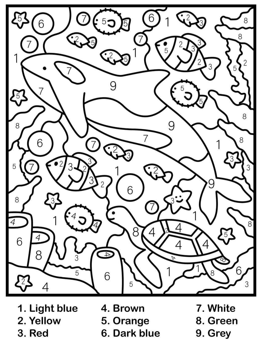 free color by number printable