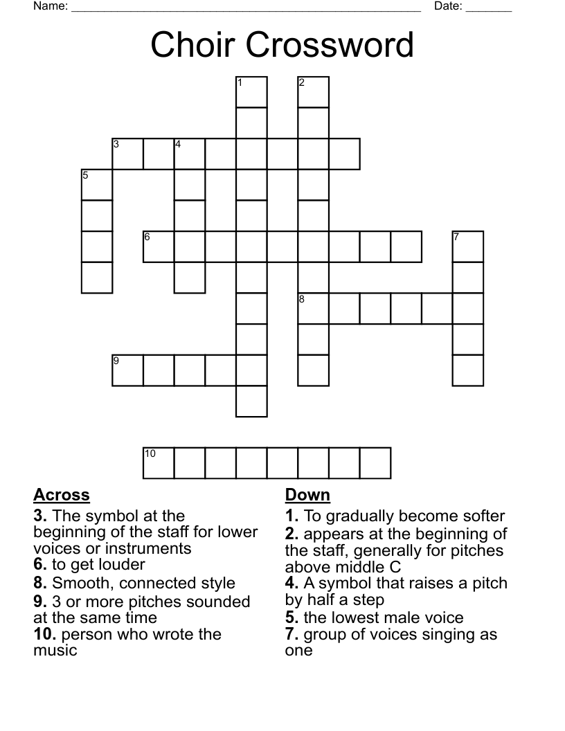 Choir Crossword WordMint