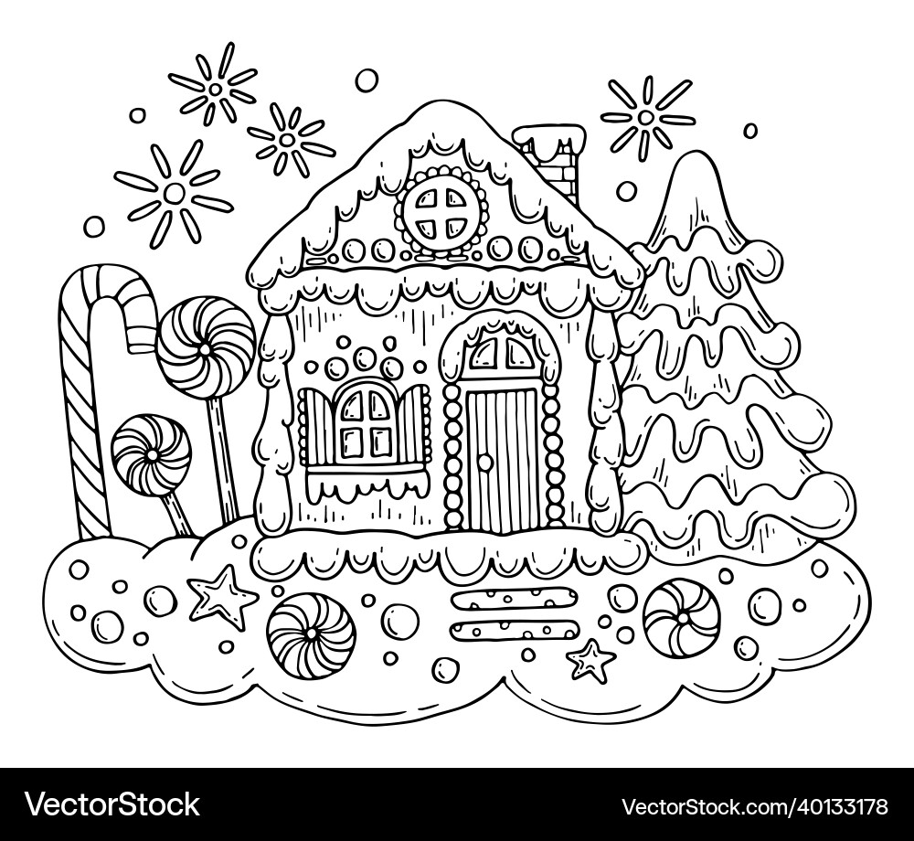 gingerbread house coloring page