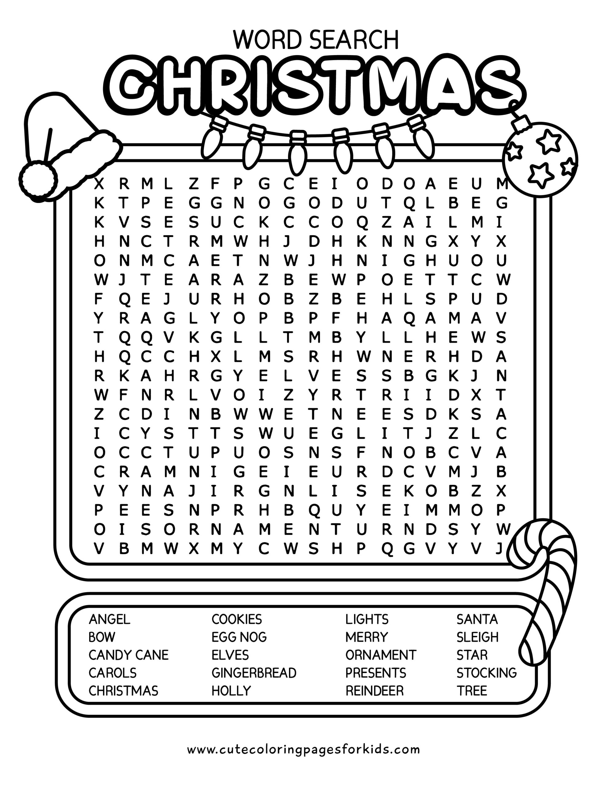 Christmas Word Search Free Printable PDF For Kids Cute Coloring Pages For Kids Christmas Word Search Free Printable PDF For Kids Cute Coloring Pages For Kids