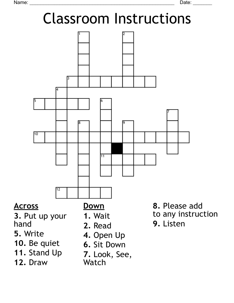 Classroom Instructions Crossword WordMint