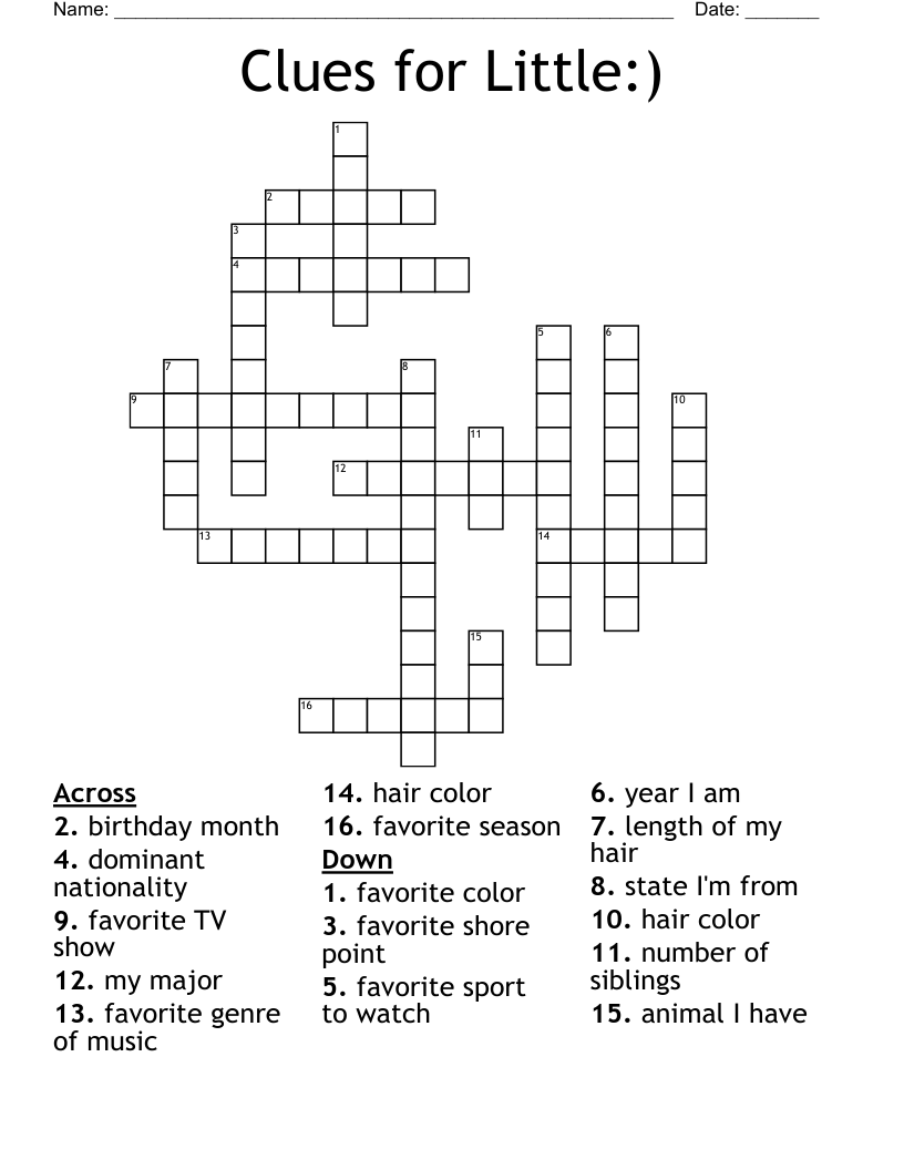 Clues For Little Crossword WordMint