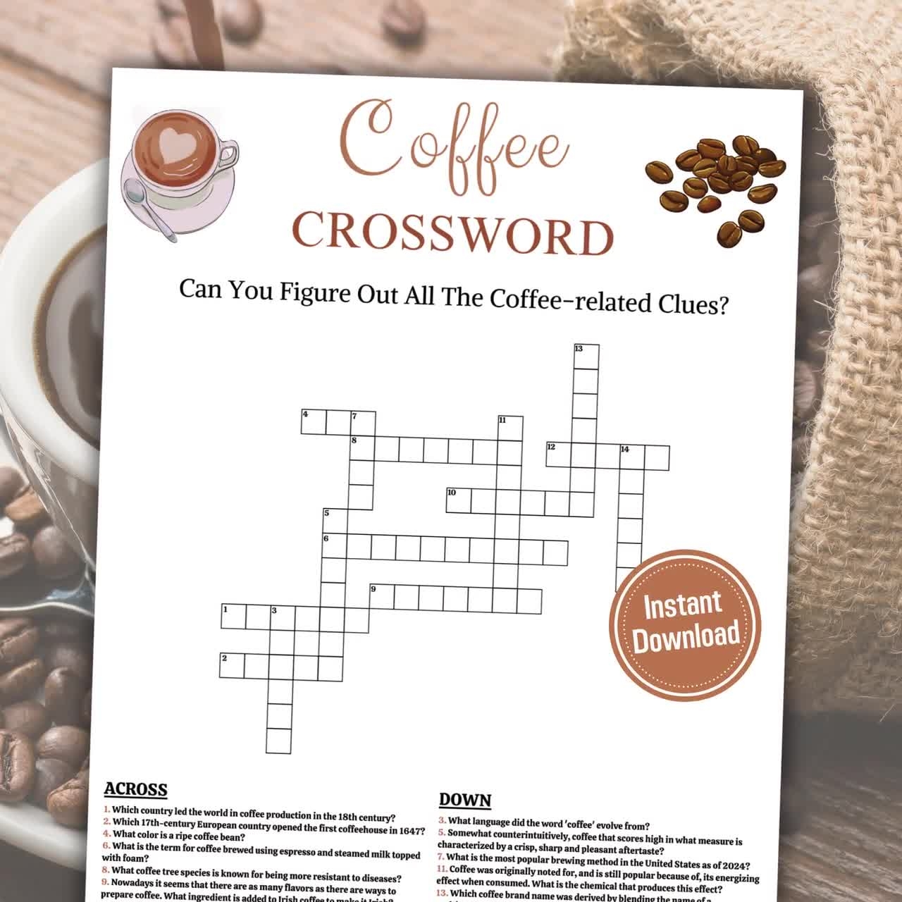 Coffee Crossword Game Printable Coffee Party Crossword Puzzle Coffee Party Trivia Game Word Game With Answers Instant Download PDF Etsy Coffee Crossword Game Printable Coffee Party Crossword Puzzle Coffee Party Trivia Game Word Game With Answers Instant Download PDF Etsy