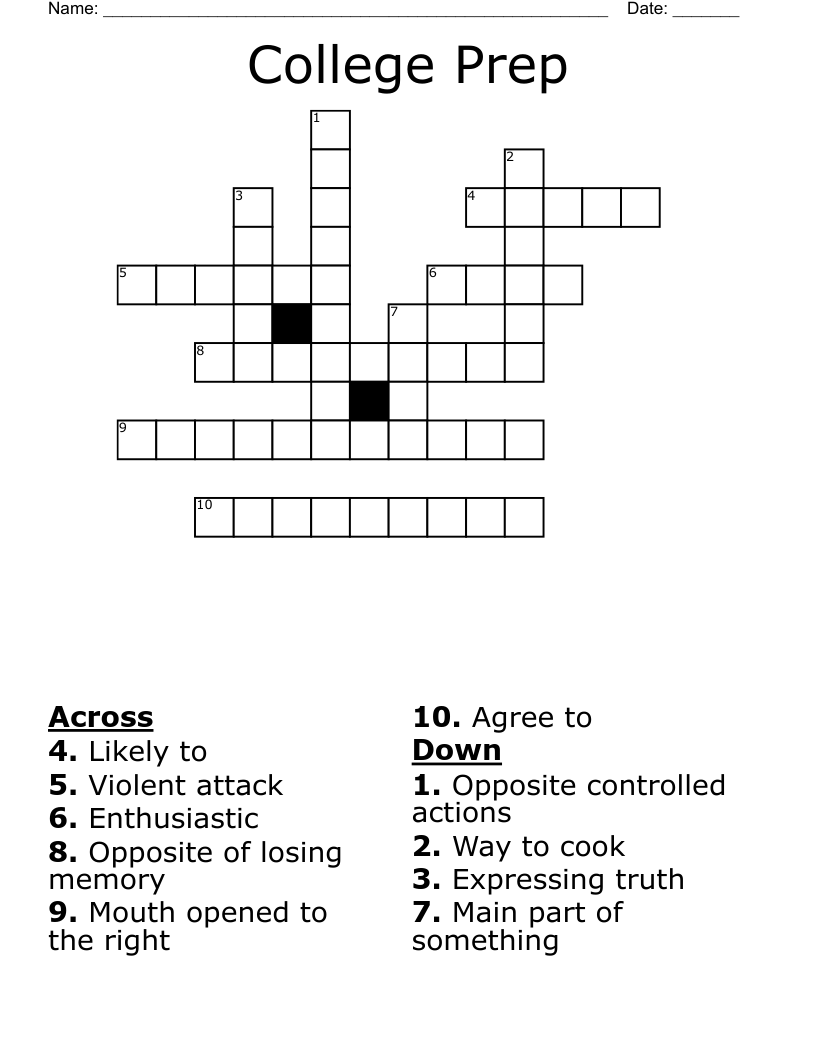 College Prep Crossword WordMint