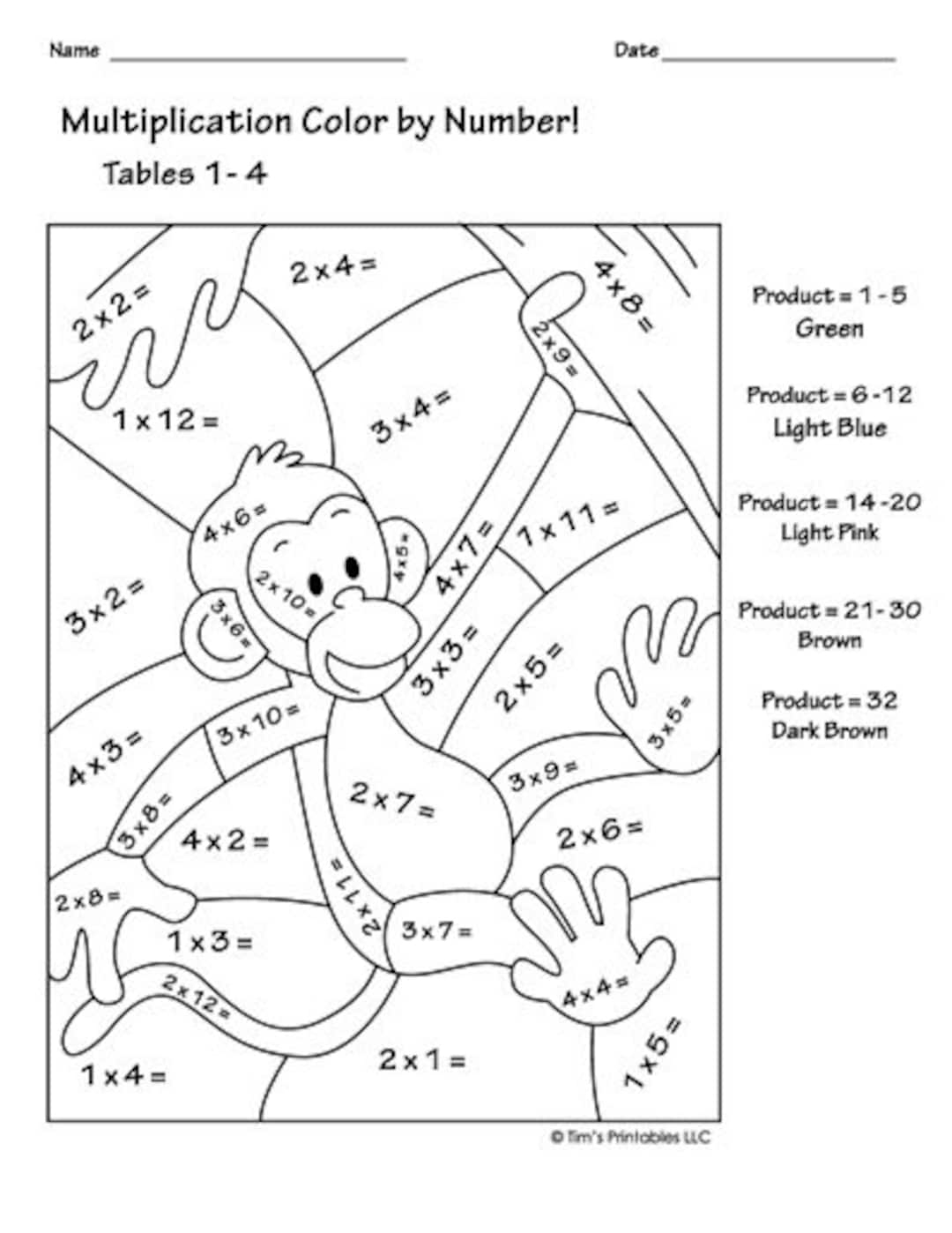 color by number multiplication