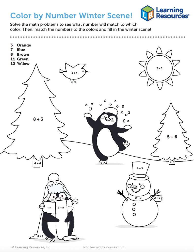 Color By Number Winter Scene Printable Learning Resources Color By Number Winter Scene Printable Learning Resources