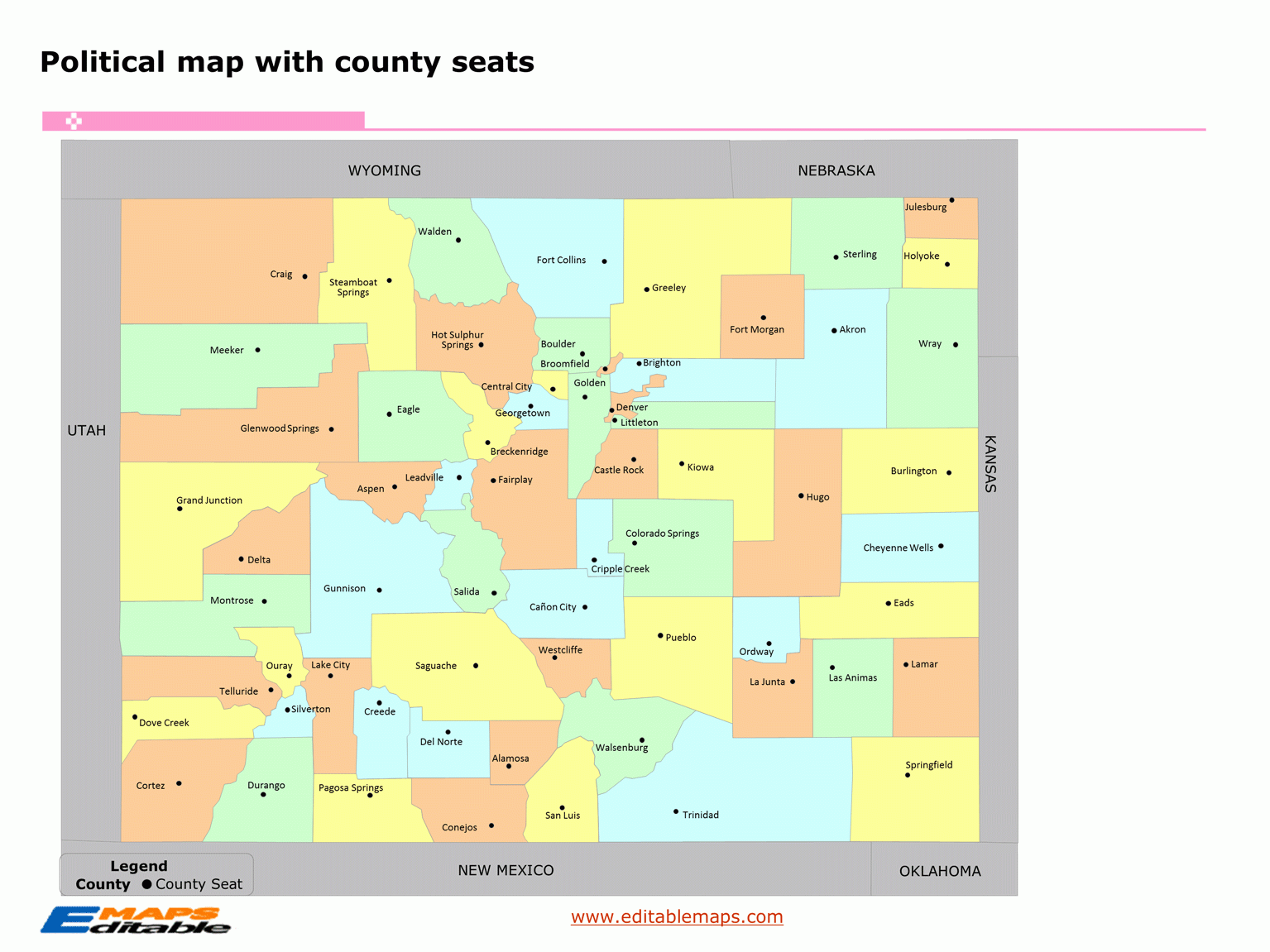 Colorado County Map Editable PowerPoint Maps Colorado County Map Editable PowerPoint Maps