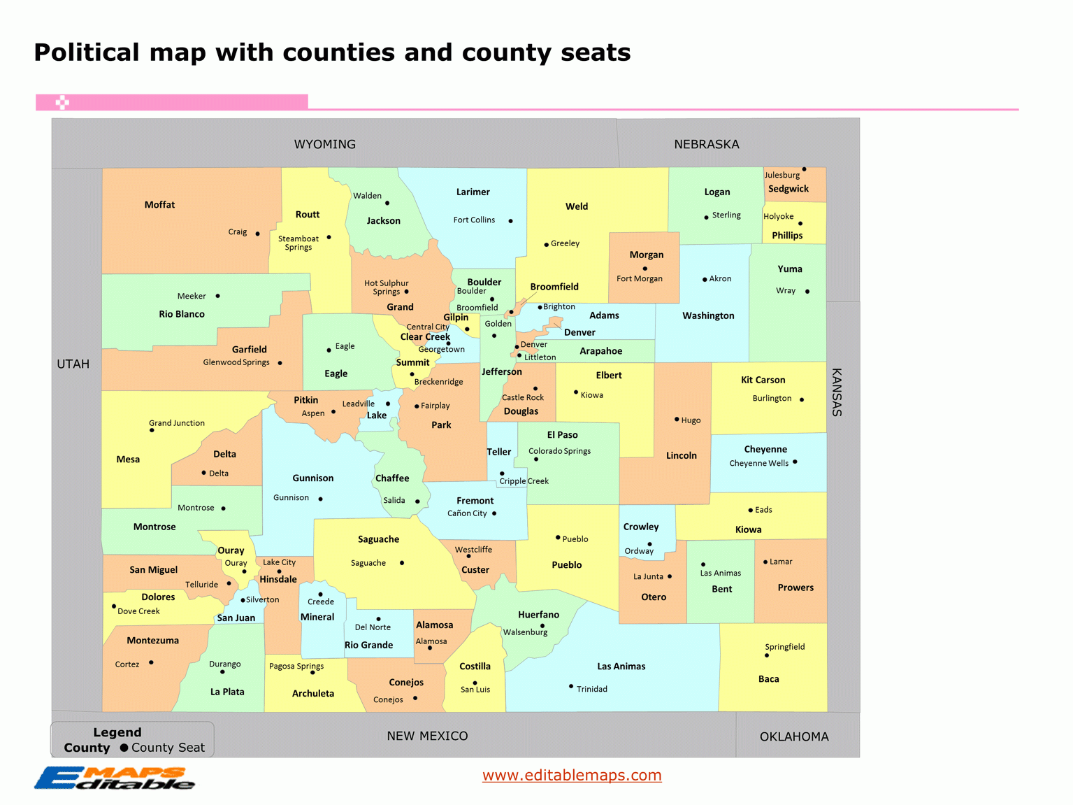 Colorado County Map Editable PowerPoint Maps