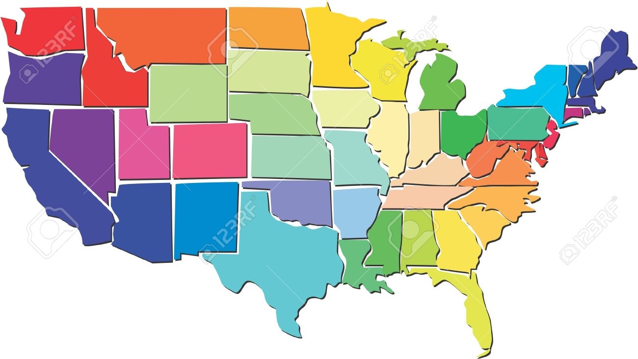 colorful map of usa