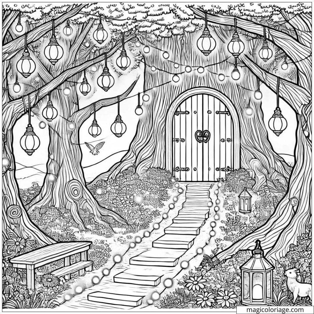 Coloriage For t Enchant e Avec Cr atures Magiques Imprimer