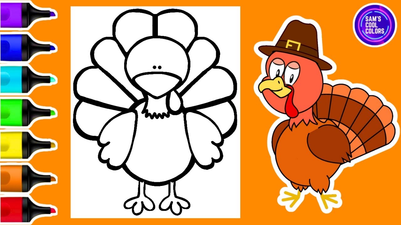 Coloring A Cute Turkey Coloring Page POSCA Paint Markers YouTube Coloring A Cute Turkey Coloring Page POSCA Paint Markers YouTube