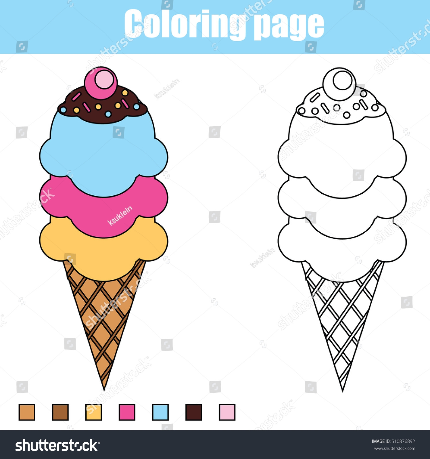 Coloring Page Ice Cream Cone Color Stock Vector Royalty Free 510876892 Shutterstock Coloring Page Ice Cream Cone Color Stock Vector Royalty Free 510876892 Shutterstock