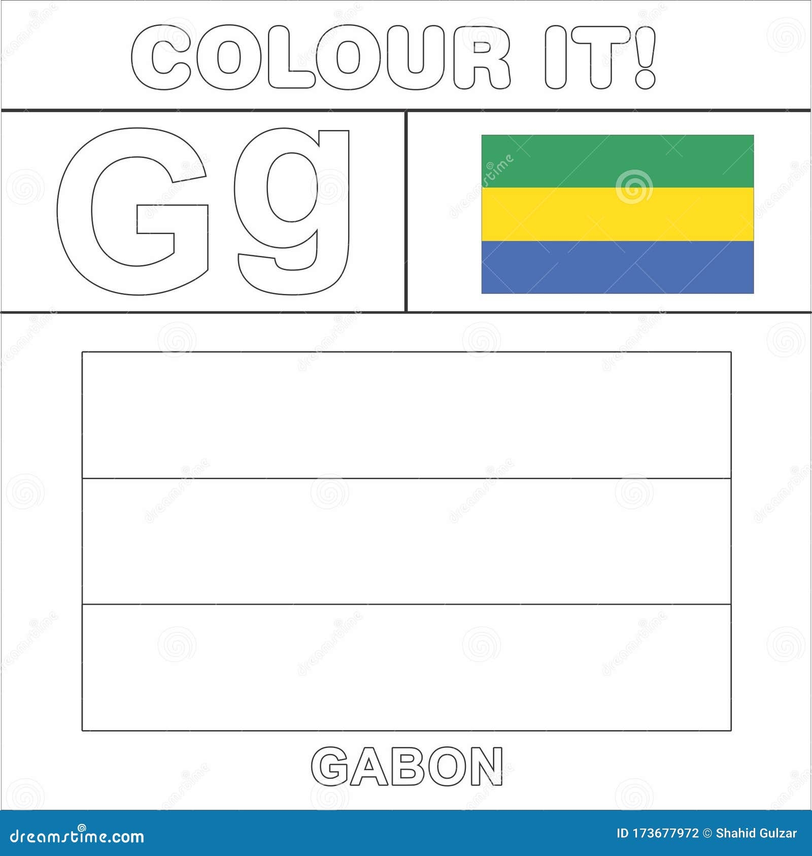 Colour It Kids Colouring Page Country Starting From English Letter G Gabon How To Color Flag Stock Illustration Illustration Of Colour Country 173677972