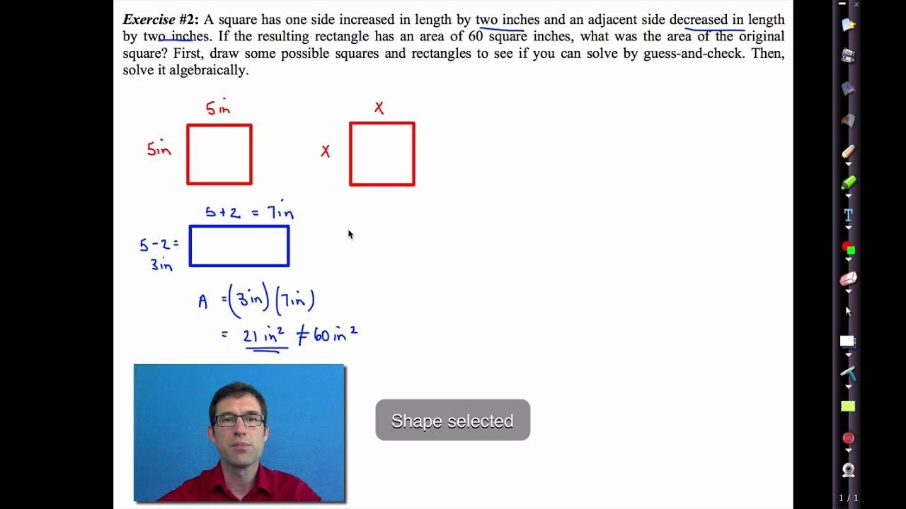 Common Core Algebra I Unit 8 Lesson 8 Quadratic Word Problems YouTube