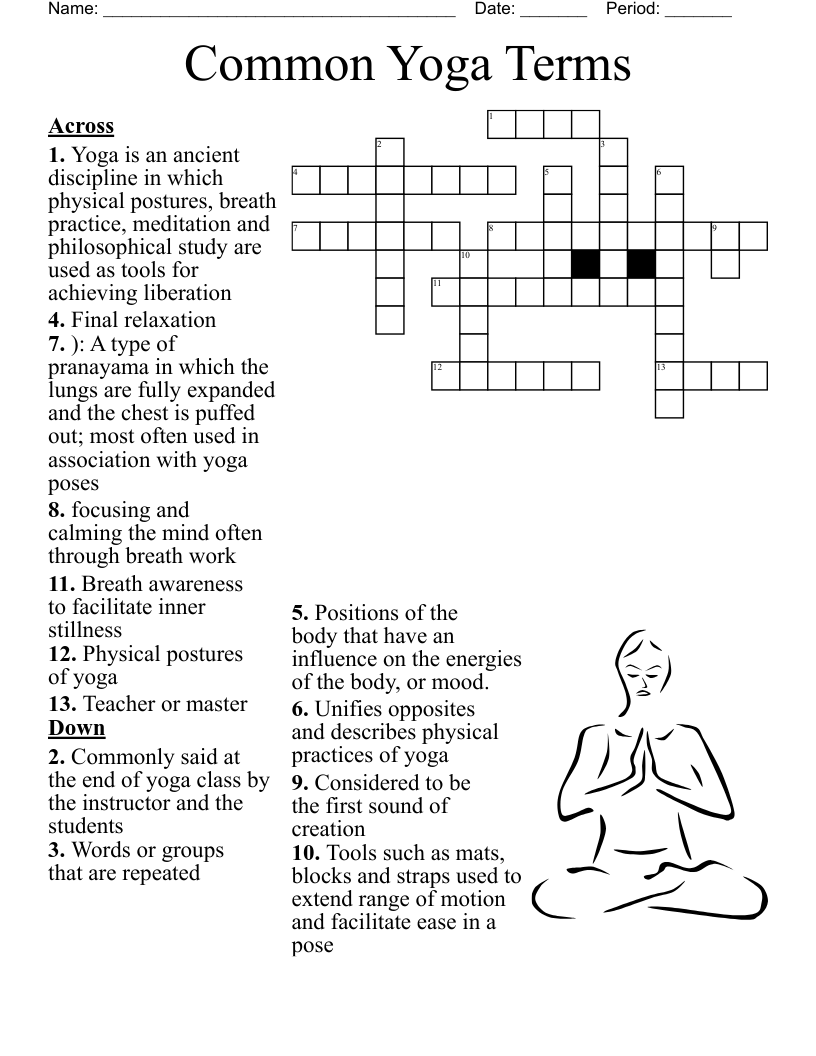 Common Yoga Terms Crossword WordMint