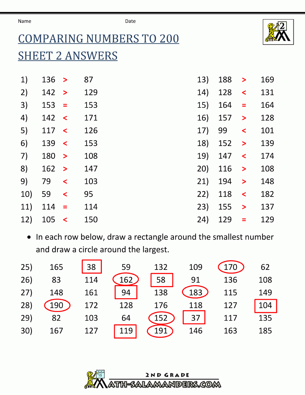 Comparing Numbers To 1000